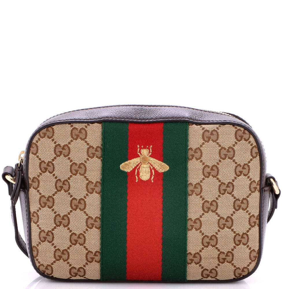 Gucci Bee Web Camera Bag GG Canvas